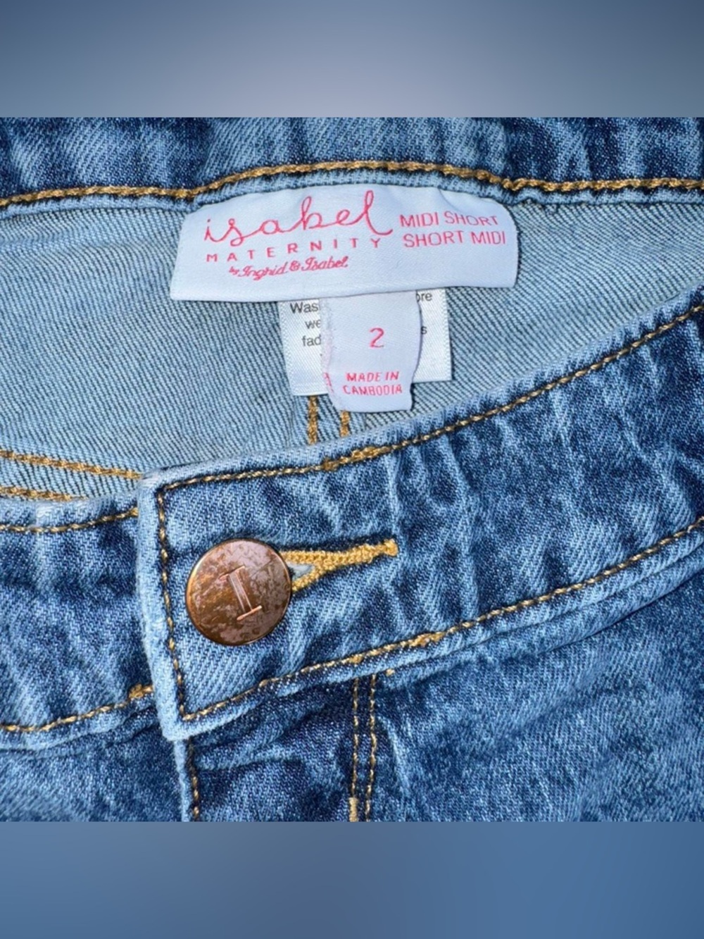*SOLD*
Isabel Maternity by Ingrid & Isabel Blue Denim Jean Shorts - Picture 2 of 6